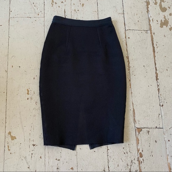 Witchery Black Mesh Scuba Pencil 2 Way Zip Skirt - Picture 4 of 9